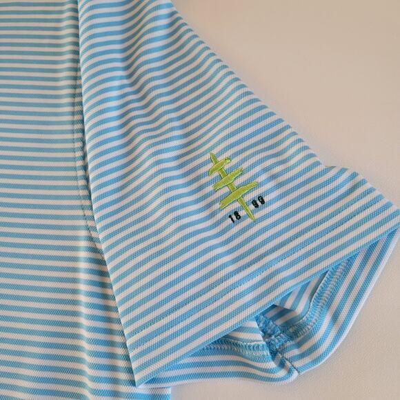 Johnnie-O Men's Polo Shirt XL Blue Striped Casual Golf Active Wear Surf - Picture 3 of 10
